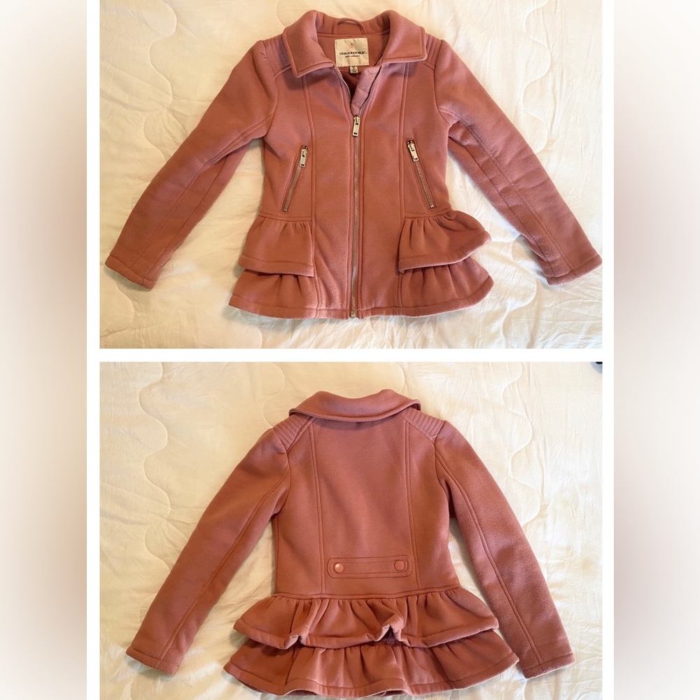 Girls Urban Republic Ruffle-Trim Mid-Weight Hooded Jacket 6x - Dusty Rose